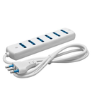 MULTIPLE SOCKET-OUTLET - 6 OUTPUT ITALIAN STANDARD - 2P+E 16A - WITH CABLE - 250V 1500 W - WHITE