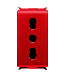 ITALIAN STANDARD SOCKET-OUTLET 250V ac - FOR DEDICATED LINES - 2P+E 16A DUAL AMPERAGE - P17-11 - 1 modul - RED - PLAYBUS