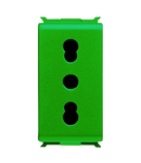 ITALIAN STANDARD SOCKET-OUTLET 250V ac - FOR DEDICATED LINES - 2P+E 16A DUAL AMPERAGE - P17-11 - 1 modul - GREEN - PLAYBUS