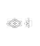 Priza schuko 250V ac - SCREW TERMINALS - FRONT TIGHTENING TERMINALS - DOUBLE - 2P+E 16A - WHITE - DAHLIA