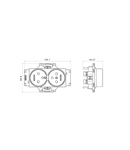 Priza standard francez 250V ac - SCREW TERMINALS - FRONT TIGHTENING TERMINALS - DOUBLE - 2P+E 16A - WHITE - DAHLIA