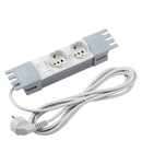 10'' POWER STRIP - 2 SOCKETS 2P+E 16A P30 ITALIAN/GERMAN STANDARD - DUAL POLE LUMINOUS SWITCH - 1.5U - GREY