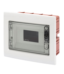 FLUSH-MOUNTING ENCLOSURE WITH SMOKED TRANSPARENT DOOR WITH EXTRACTABLE FRAME - WITH TERMINAL BLOCK N (2X16)+(7X10) E (2X16)+(7X10) - 8 module IP40