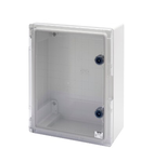 WATERTIGHT BOARD WITH TRANSPARENT DOOR FITTED WITH LOCK - GWPLAST 120 - 316X396X160 - IP55 - GREY RAL 7035