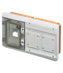 FLUSH-MOUNTING COMBINATION BOARD FITTED FOR MODULAR DEVICES AND 2 FLANGES - 4module + IP55 GREY RAL7035