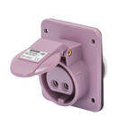 Priza industriala incastrata 10° - IP44 - 3P 16A 20-25V 50-60HZ VIOLET - n.r. - Strangere cu surub