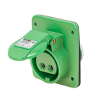 Priza industriala incastrata 10° - IP44 - 2P 16A 20-25V and 40-50V 100-200HZ - GREEN - 4H - Strangere cu surub