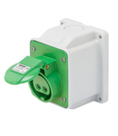 Priza industriala aparenta 10° - IP44 - 2P 16A 20-25V and 40-50V 100-200HZ - GREEN - 4H - Strangere cu surub