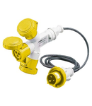 Adaptor industrial 3 OUTPUTS IP67 - 2M FLEXIBLE CABLE - PLUG 16A - 2 SOCKET-OUTLETS 2P+E 110V 50/60HZ - YELLOW - 4H