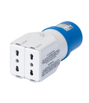 Adaptor industrial IP44 - SOCKET-OUTLET 2P+E 16A 230V ac 50/60HZ - 2 SOCKET-OUTLETS 2P+E 10/16A DUAL AMP (P17/11)
