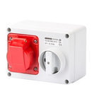 Priza industriala cu interblocaj - WITH BOTTOM - WITHOUT FUSE-HOLDER BASE - 2P+E 16A 380-415V - 50/60HZ 9H - IP44