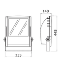 Proiector HORUS 2 - WITH LAMP - SYMMETRICAL OPTIC - 70 W MD RX7s 230 V-50 Hz - IP65 - CLASS II - SMOKE GREY