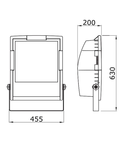 Proiector HORUS 3 - WITH LAMP - SYMMETRICAL DIFFUSED OPTIC - 250 W MT E40 230 V-50 Hz - IP65 - CLASS II - SMOKE GREY