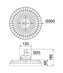 Lampa High Bay tip ELIA HL - STAND ALONE - M2 - 60° OPTIC - CRI 80 4000 K - IP65 - CLASS I - BLACK