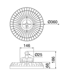 Lampa High Bay tip ELIA HL - STAND ALONE - L2 - 60° OPTIC - CRI 80 4000 K - IP65 - CLASS I - BLACK