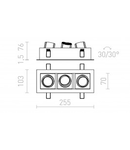 BONDY III corp de iluminat incastrat alb 230V LED 3x7W 24° 3000K