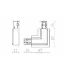 EUTRAC L connector pentru corp de iluminat incastrat 3-circuit sina (inner polarity alb 230V