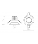 MAYDAY C corp de iluminat incastrat polished aluminum 230V/700mA LED 9W 2700K