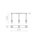 MORE 60 Corp de iluminat suspendat Plafoniera  baza nichel mat 230V E27 3x42W