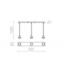 MORE 80 Corp de iluminat suspendat Plafoniera  baza nichel mat 230V E27 3x42W