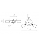 POSTE Plafoniera  baza crom 230V E27 3x20W