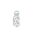 2P+E multi-priza plug - German standard - 2 front outlets - alb/gri - sleeve