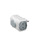 2P+E multi-priza plug - German standard - 2 side outlets - alb/gri - cardboard