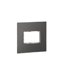 Placa standard American si Sud African Arteor versiune patrata 3 module pentru 4'' x 4'' box - brushed metal negru