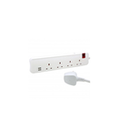 British standard Prelungitor cu 2 USB prizas and LED - 4x2P+E - one switch per cord - 5 m cord -alb/gri