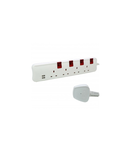 British standard Prelungitor cu 2 USB prizas and LED - 4x2P+E -one switch per priza -3 m cord -alb/gri