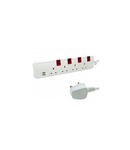 British standard Prelungitor cu 2 USB prizas and LED - 4x2P+E -one switch per priza -5 m cord -alb/gri