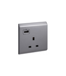 British standard priza cu USB charger Belanko colours - 1 module unswitched - 13 A 250 V~ - dark gri