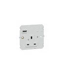 British standard priza cu USB Type-A charger Arteor - 13A 250V~ 1 module single pole unswitched - soft alu