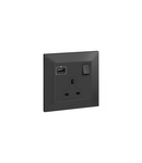 British standard priza cu USB Type-A charger Belanko S - 13A 250V~ 1 module single pole switched - anthracite