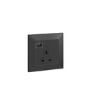 British standard priza cu USB Type-A charger Belanko S - 13A 250V~ 1 module unswitched - anthracite