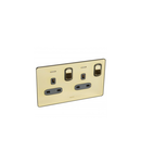 British standard Synergy -doi poli Intrerupator doua module + LED -13 A -250 V~ Sleek Design glossy gold