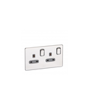 British standard Synergy -doi poli Intrerupator doua module -13 A -250 V~ Sleek Design polished stainless steel