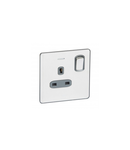 British standard Synergy -Single Pole 1 module switch + LED -13 A -250 V~ Sleek Design brushed stainless steel