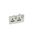 British standard Synergy -Single Pole Intrerupator doua module + LED -13 A -250 V~ Sleek Design brushed stainless steel