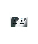 British standard Synergy -Single Pole Intrerupator doua module + LED -13 A -250 V~ Sleek Design polished stainless steel