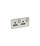 British standard Synergy -Single Pole Intrerupator doua module -13 A -250 V~ Sleek Design brushed stainless steel