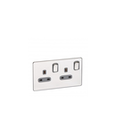 British standard Synergy -Single Pole Intrerupator doua module -13 A -250 V~ Sleek Design polished stainless steel