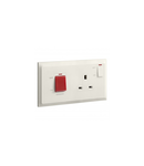 Cooker control unit Bealnko S - 45A doi poli switch + rosu neon + 13A switched priza - ivory