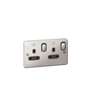 doi poli British standard Synergy -Intrerupator doua module+LED -13 A-250 V~ - Authentic polished stainless steel