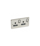doi poli British standard Synergy -Intrerupator doua moduleed -13 A -250 V~ - Authentic brushed stainless steel