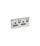 doi poli British standard Synergy -Intrerupator doua moduleed -13 A -250 V~ - Authentic polished stainless steel