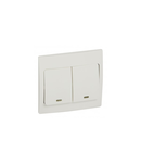 doi poli switch Mallia - 2 module - 1 way cu Led 20 AX 250 V~ - alb