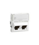 Priza dubla RJ45 Mosaic - category 6 FTP 45° - 2 module - alb