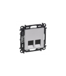 Priza dubla RJ45 Valena Life - category 5e FTP - cu Capac  - aluminiu