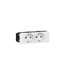 Double priza Mosaic - 2 x 2P+E - pentru capac flexibil snap-on DLP trunking - alb